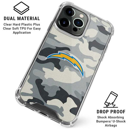 NFL Los Angeles Chargers Camo iPhone 16 Pro Clear Case